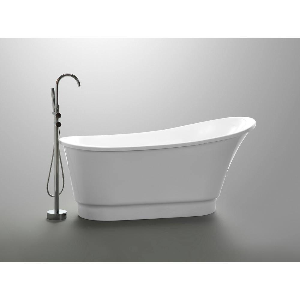 Prima 67'' Glossy White Acrylic Freestanding Soaking Bathtub