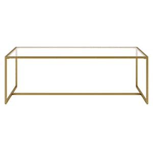 Mariana 47 in. Rectangle Glass Gold Steel Coffee Table