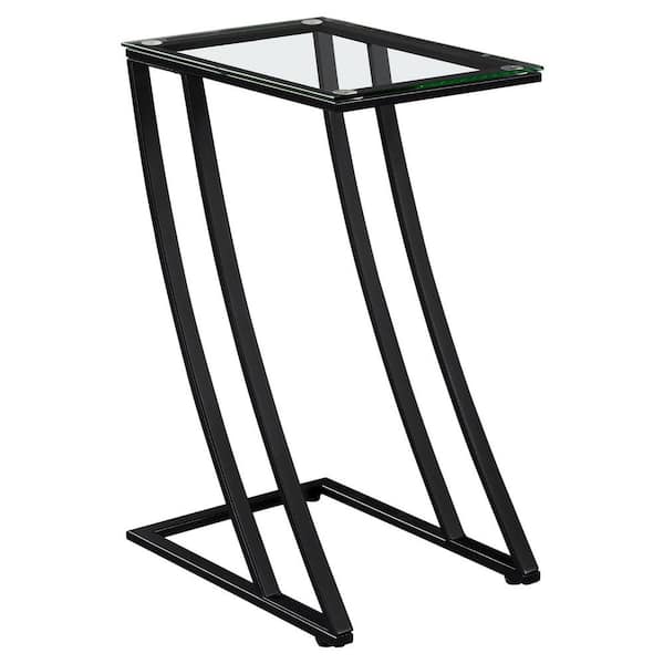 HomeRoots Jasmine 24 in. Black/ Clear Metal End Table