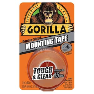 Gorilla Heavy Duty Double Sided Mounting Tape, Hanging, Instant 60lb Strong  Hold, Permanent Bond, Weatherproof, 1 in x 120 in, Black, (Pack of 2)