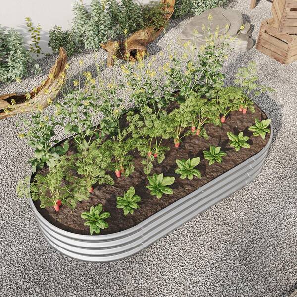 Wildaven 6.5 ft. x 3 ft. x 1 ft. Silver Metal Raised Garden