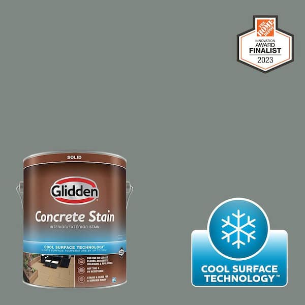 Glidden 1 gal. PPG10-06 Thunderbolt Solid Interior/Exterior Concrete Stain with Cool Surface Technology