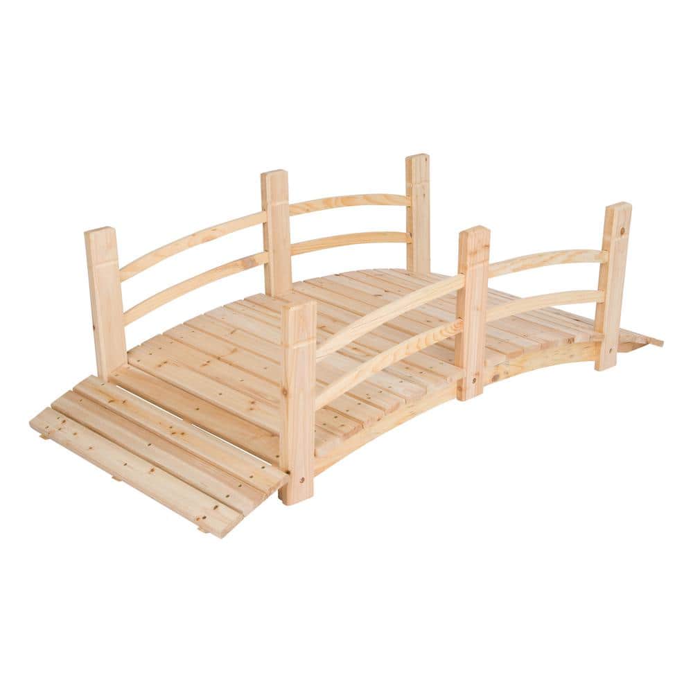 Natural Cedar 5-Foot Garden Bridge with Side Rails