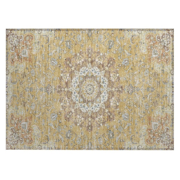 Chantille Machine Washable Indoor/Outdoor Abstract ACN2489 Gold 2 ft. x 3 ft. Accent Rug