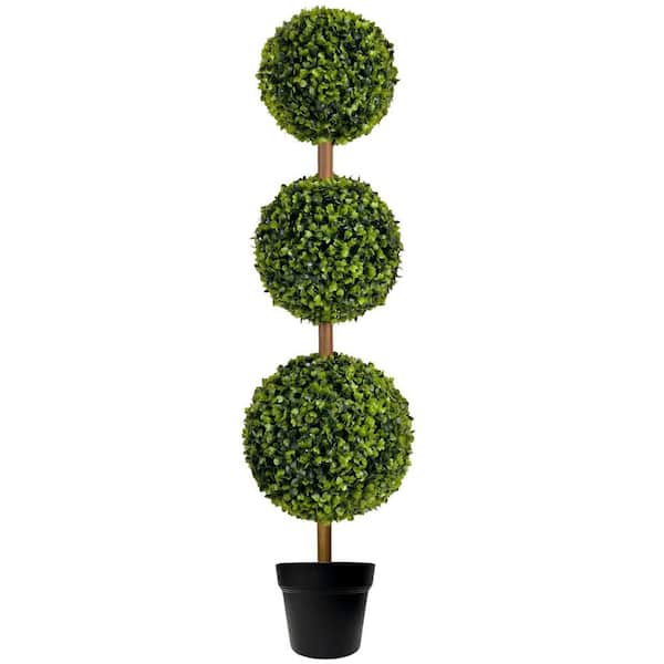 3 ft. Artificial Boxwood Ball Tree in Pot for Front Porch, Entryway, Patio, Office and Indoor Outdoor Decor (1-Pack)