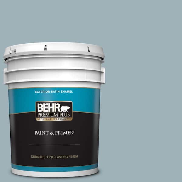 BEHR PREMIUM PLUS 5 gal. #540E-3 Blue Fox Satin Enamel Exterior Paint & Primer