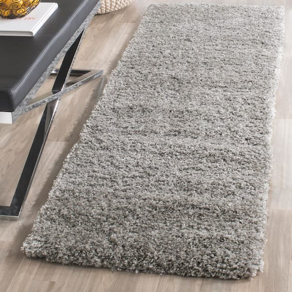 California Shag 2 ft. x 8 ft. Silver Solid Flokati Runner Rug
