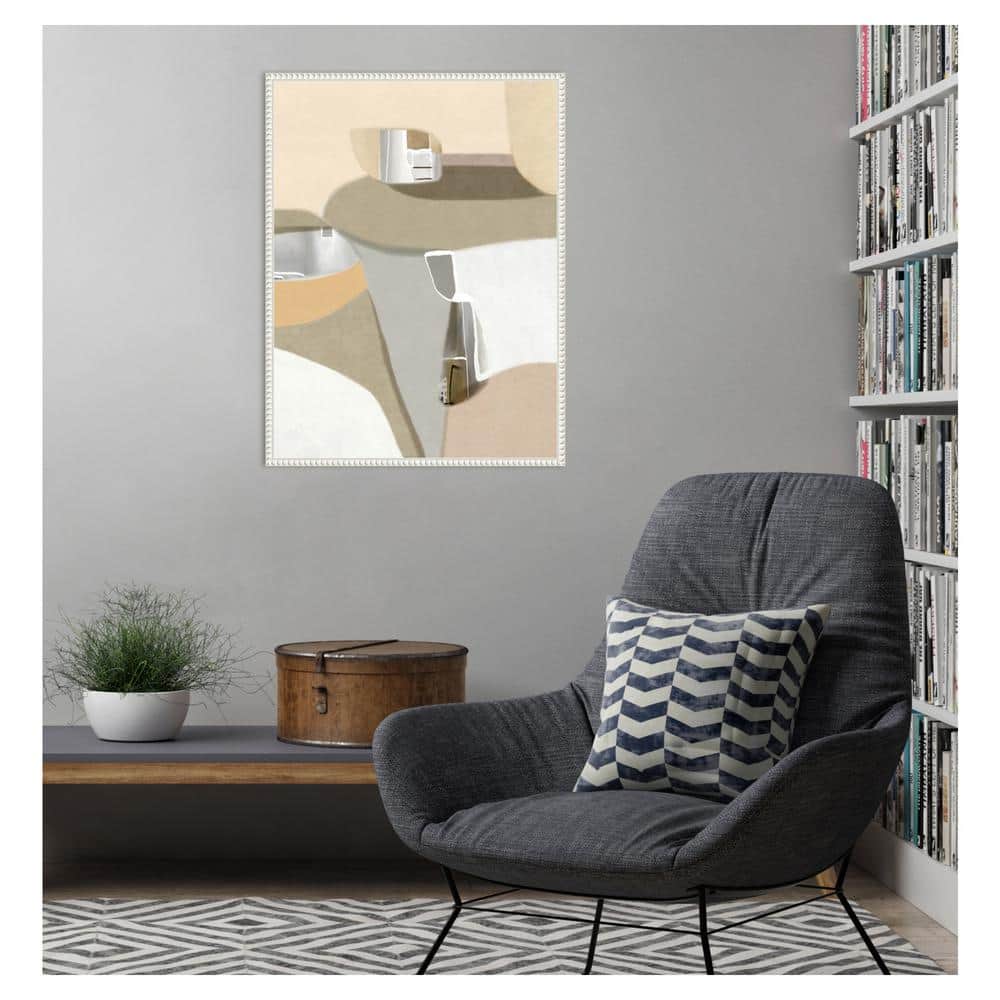Sylvie Beaded White Abstract Canvas Framed Wall Art 23 x 30