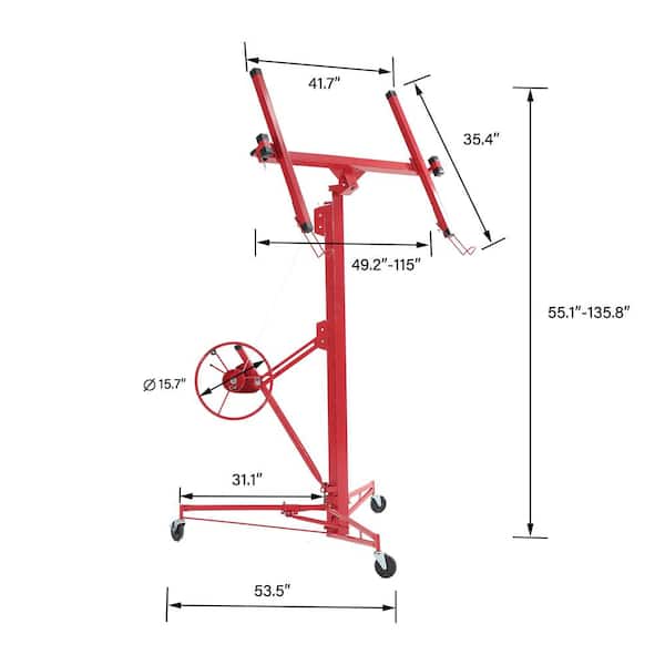 Maocao Hoom 13ft Drywall Lift 13-ft H x 53.5-in L x 53.5-in W Steel Drywall Lift