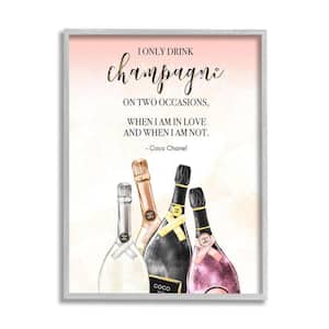 Champagne and Love Quote Fashion Designer Glam Text by Ziwei Li Framed Typography Art Print 20 in. x 16 in.