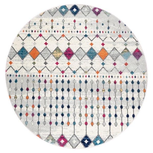 nuLOOM Blythe Modern Moroccan Trellis 5 ft. Multi Round Rug
