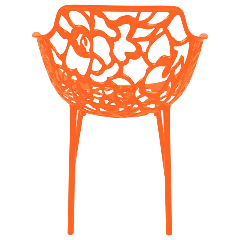 Devon 22" Orange Aluminum Modern Outdoor Dining Chair Set