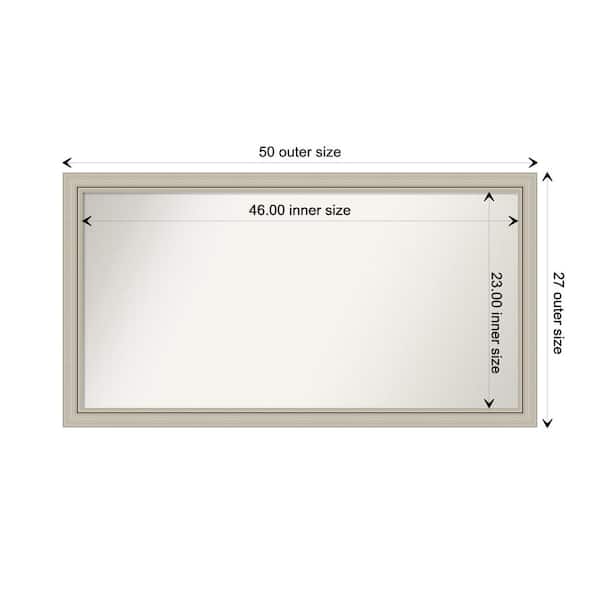 Amanti Art Romano Silver Narrow 49.75 in. x 26.75 in. Custom Non-Beveled Wood Framed Bathroom Vanity Wall Mirror