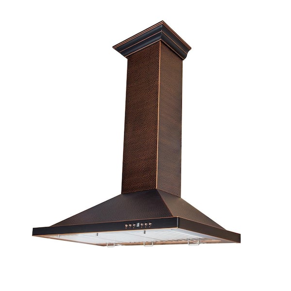 ZLINE Kitchen and Bath 30 in. 400 CFM Convertible Vent Wall Mount Range Hood in Hand Hammered Copper