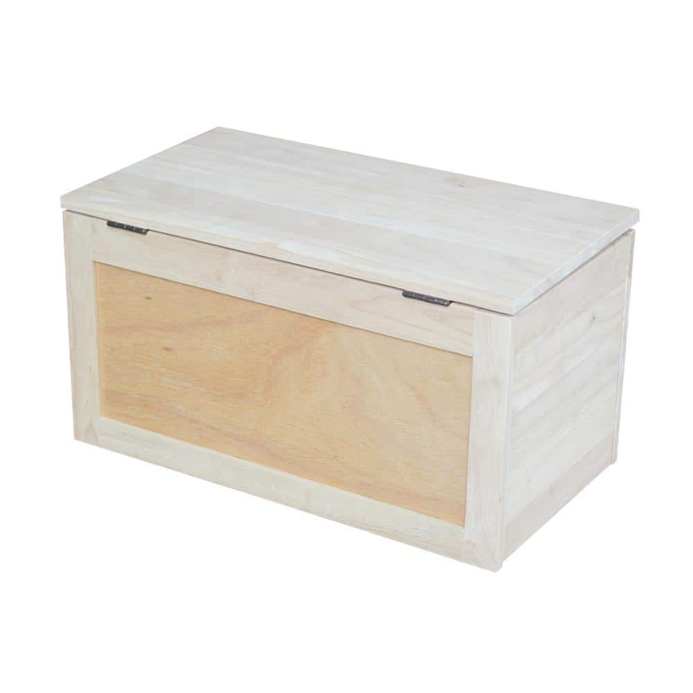 Unfinished Solid Wood Kids Toy Storage Bench 22"