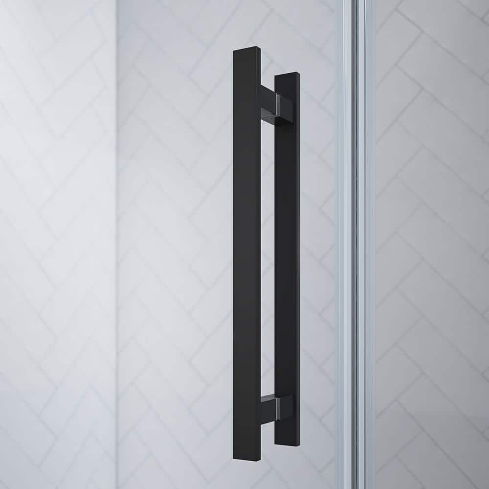 Tampa Black Frameless Alcove Shower Kit with Shelves, 77" x 72"