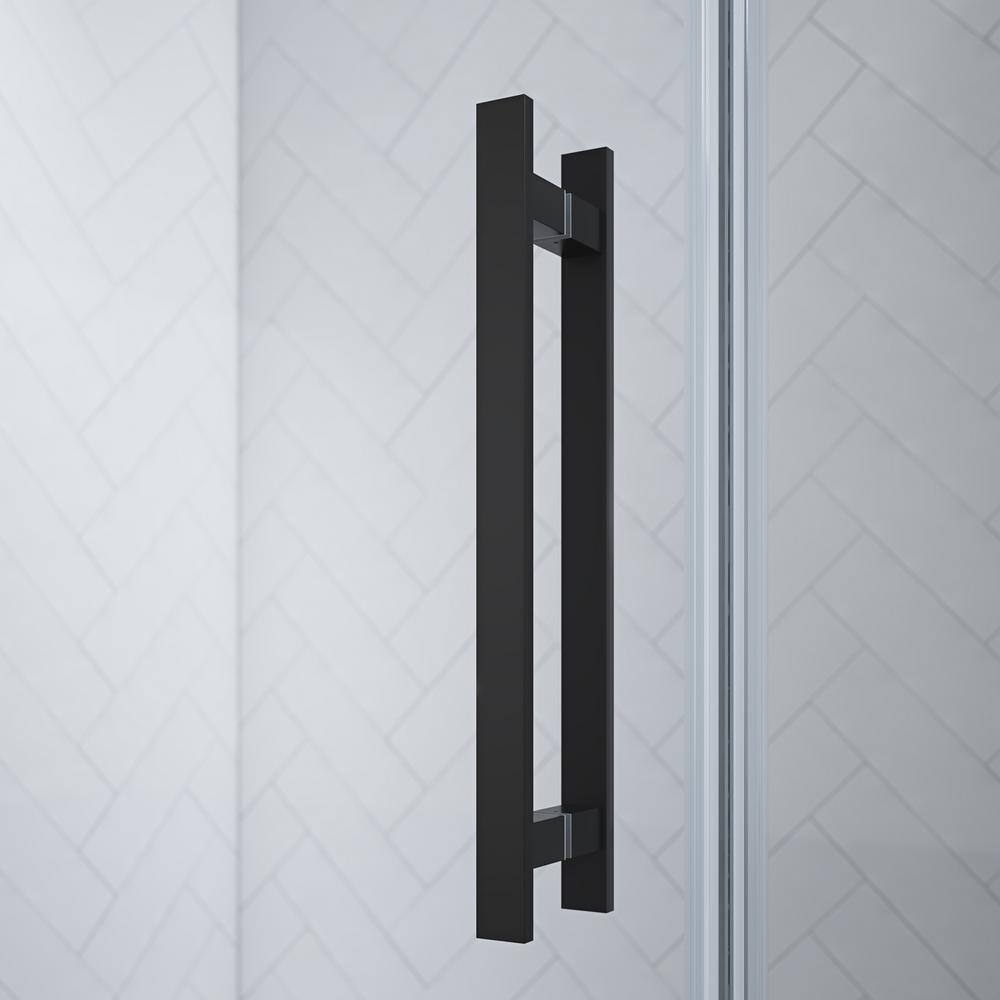 Black Tempered Glass Frameless Corner Shower Kit, 72" x 72"