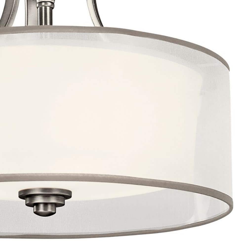 Antique Pewter 15" Drum Semi-Flush Ceiling Light