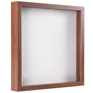 12 in. x 12 in. Brown Square Shadow Box Picture Frame Linen Background Real Glass Front