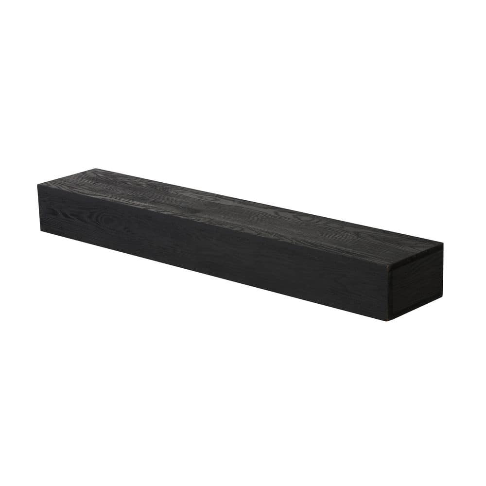 60 in. W x 9 in. D Black Solid Wood Decorative Wall Shelf Fireplace Mantel, Rustic Floating Wall Mounted Shelf for Decor