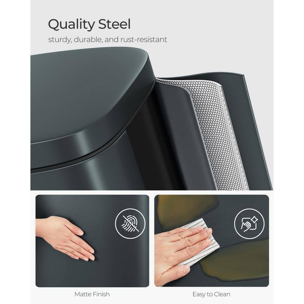 Greenish-Grey Stainless Steel 8-Gallon Step-On Trash Can