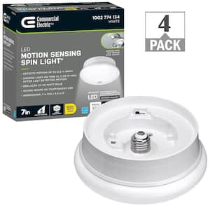 Spin Light 7 in. Motion Sensor LED Flush Mount Ceiling Light Customize Hold Times Closet Rated (4-Pack)