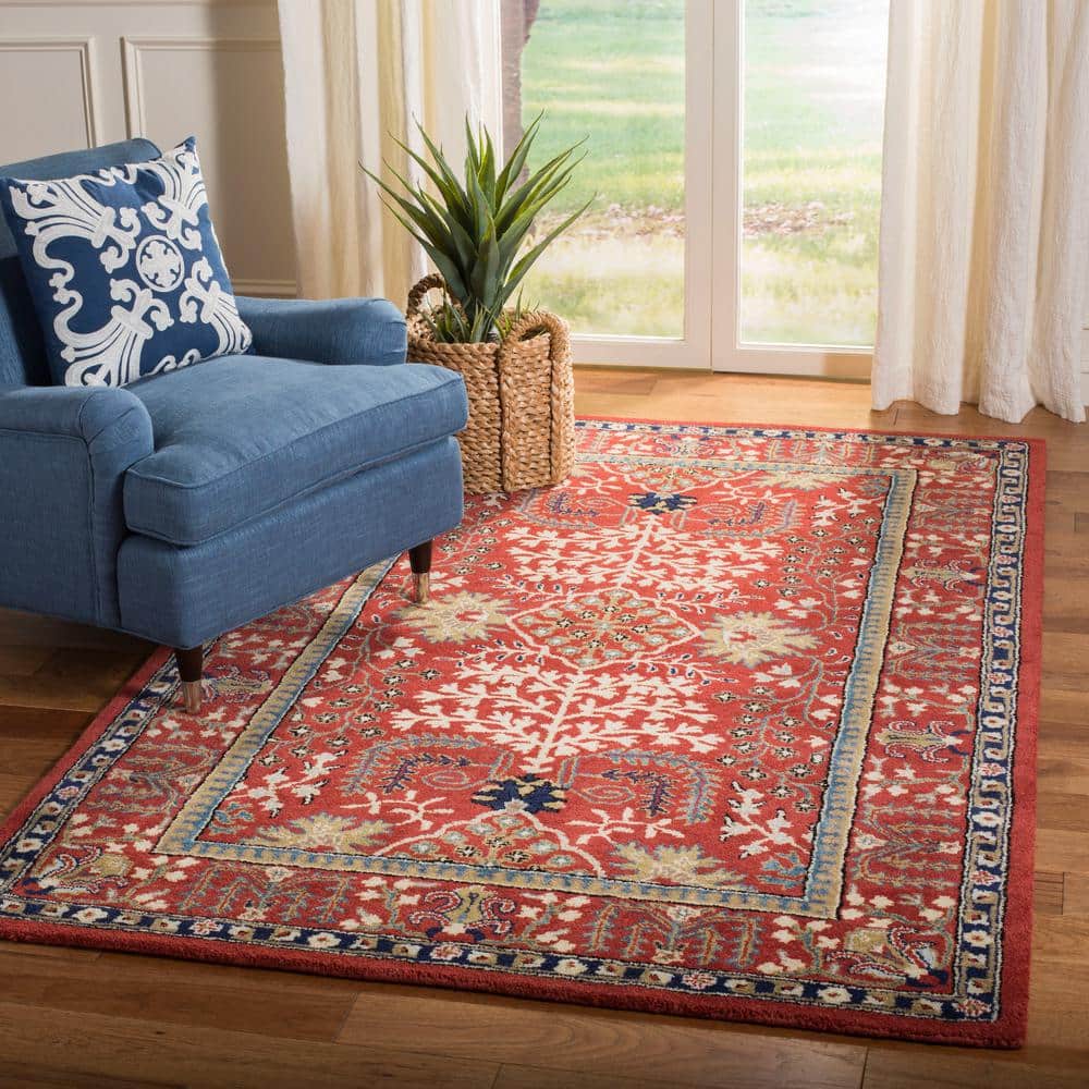 Antiquity Red/Multi 6' Square Hand-Tufted Wool Area Rug