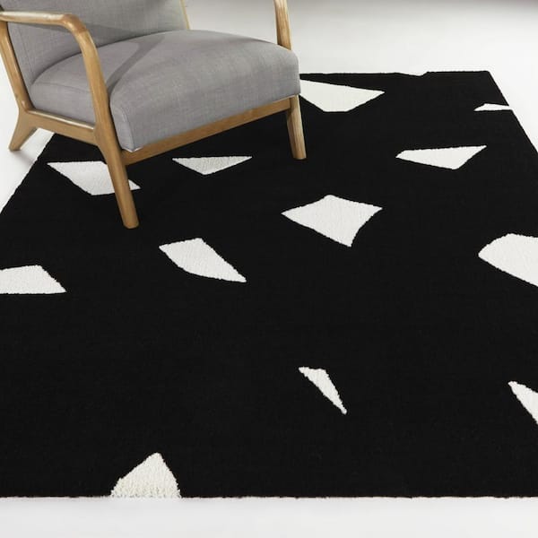 Lajos Black 8 ft. x 10 ft. Abstract Area Rug