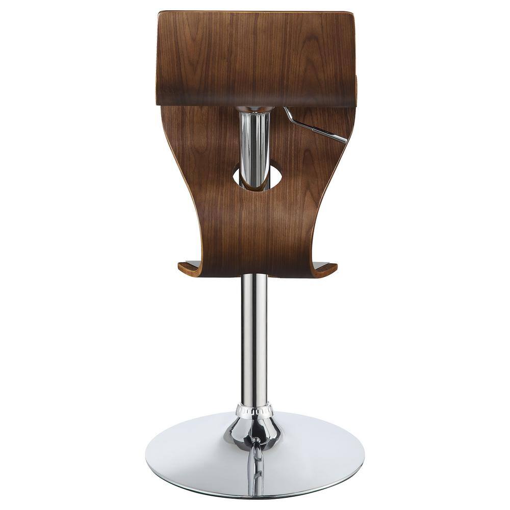 Covina Contemporary Swivel Adjustable Bar Stool in Walnut and Chrome