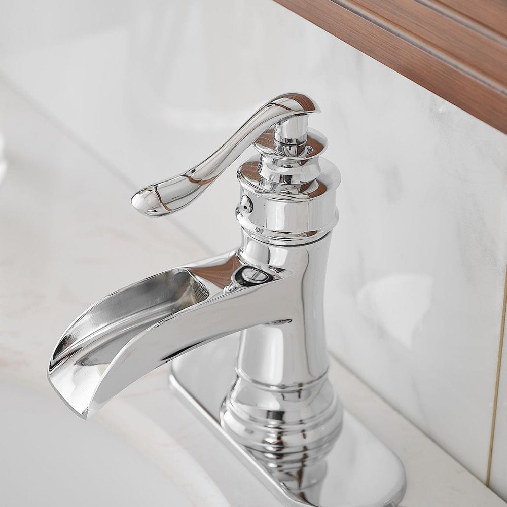 Polished Chrome Single-Handle Waterfall Bathroom Faucet