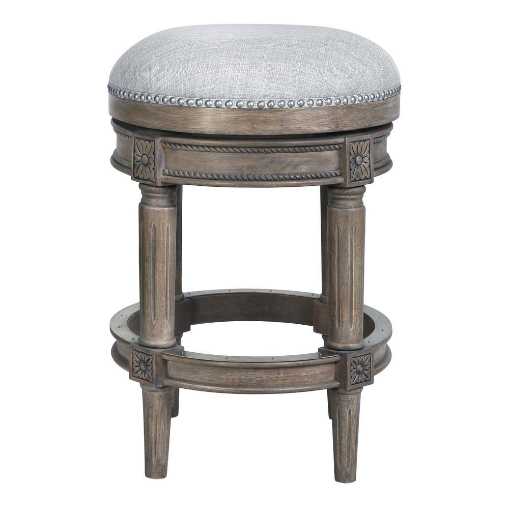 Chapman 26" Gray Wood Backless Swivel Bar Stool