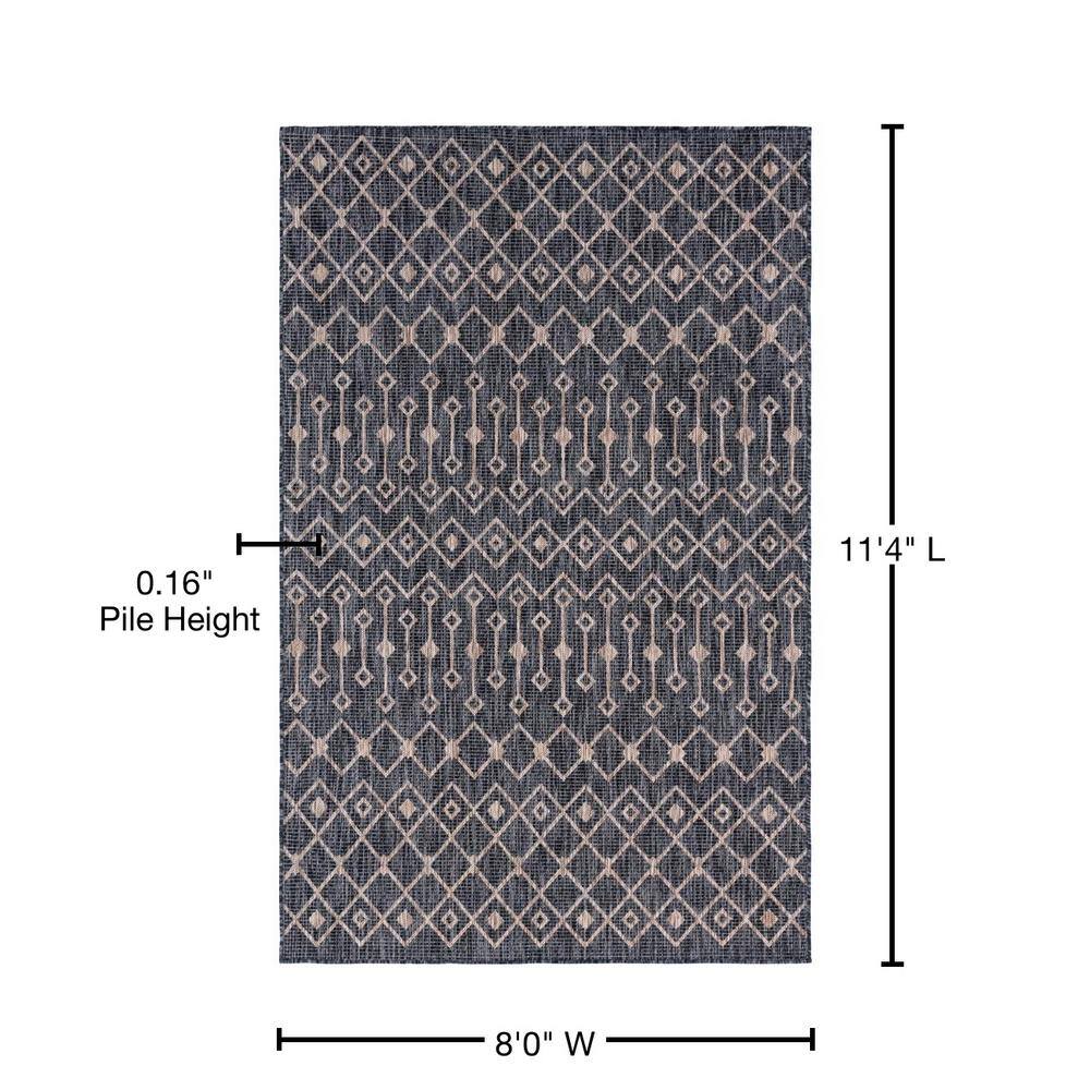 Charcoal Gray Trellis Synthetic 8' x 11'4" Outdoor Rug