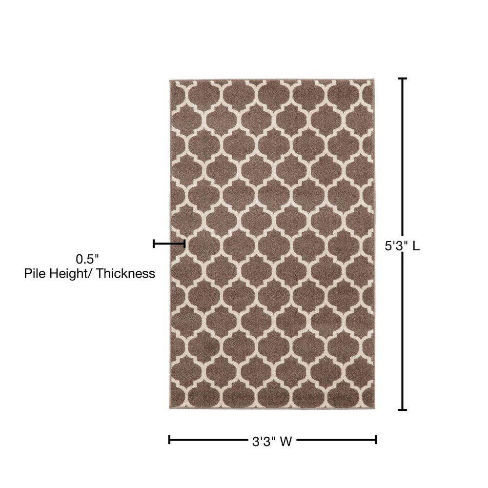 Elegant Brown Trellis Rectangular Indoor Area Rug