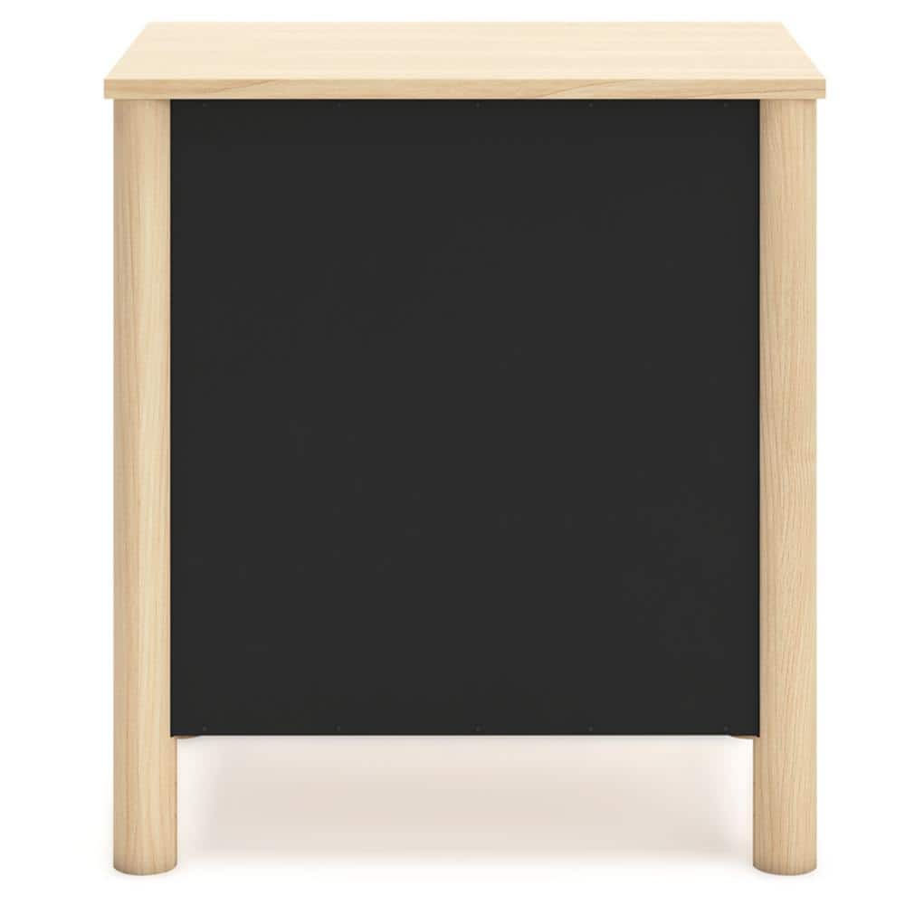 Beige Transitional 2-Drawer Nightstand with Metallic Knobs