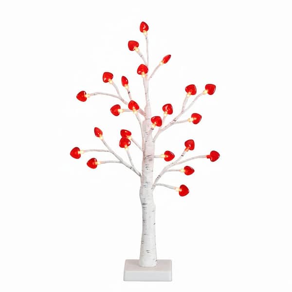 2 ft. Pre-Lit Artificial Valentine's Day Twig Tree with 24 Red Heart-Shaped LED Lights