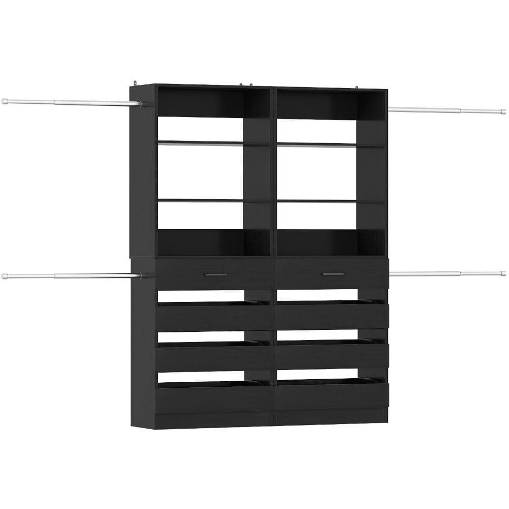 Closet System, 6-15Ft Closet Organizer with 8 Wooden Drawers, Closet Organizer System with Tower Black price history on PriceWatchPro