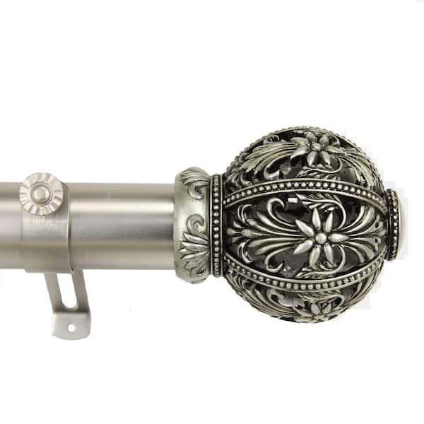 Unbranded 66 in. - 115 in. 1.5 in. O.D. Lacey Single Curtain Rod Set in Satin Nickel