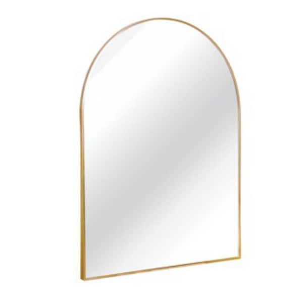 Gold 30 in. W x 40 in. H Classic Arched Metal Framed Mirror