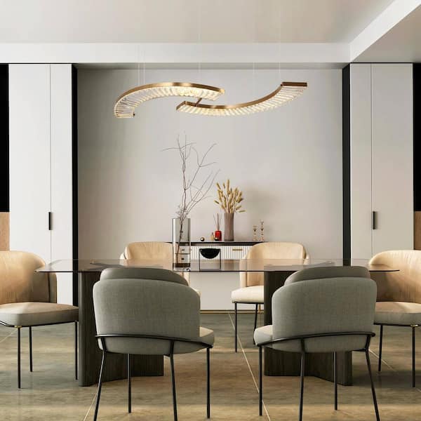 MoaningMurtle 1-Light Dimmable Integrated LED Plating Brass Crystal Chandelier for Dining Room