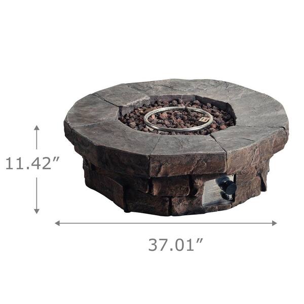 stone look propane fire pit