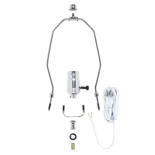 10 in. Brushed Nickel DIY Make-A-Lamp Bottle Adapter Kit with Standard Base 3-Way Lamp Socket and Hardware Included