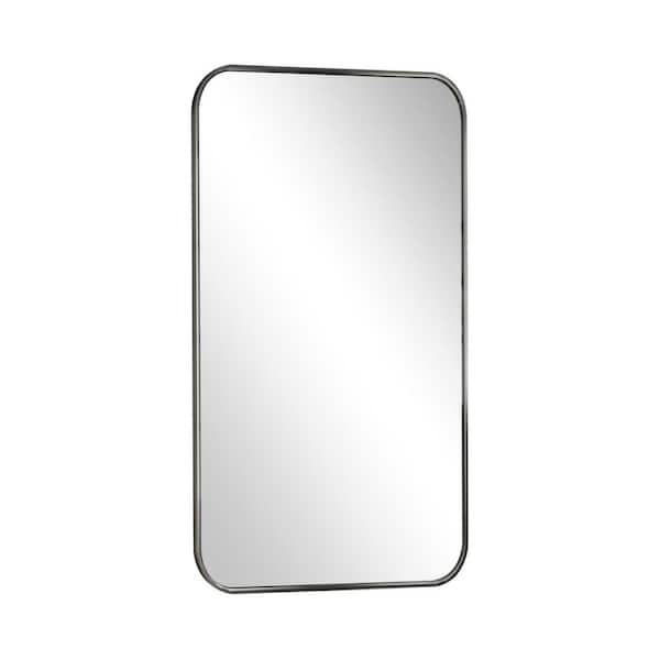 Black 30 in. W x 60 in. H Rectangular Rounded Aluminum Alloy Framed Bathroom Mirror Wall Mirror