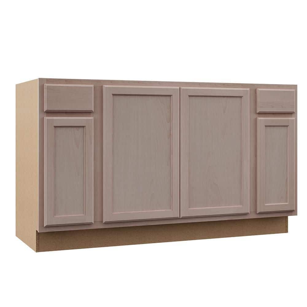 Hampton Bay Recessed Panel 60 in. W x 24 in. D x 34.5 in. H Assembled Sink Base  Cabinet in Unfinished KSBF60-UF - The Home Depot, image size:1000x1000