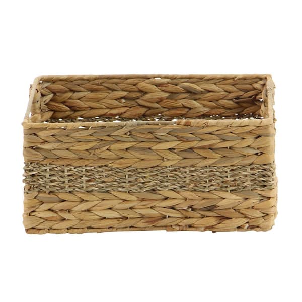 Seville Classics 13.25 in. D x 13.25 in. W x 8 in. H Tan Plastic Handwoven  Wicker Foldable Cube Storage 2-Pack Closet System Basket WEB653 - The Home  Depot