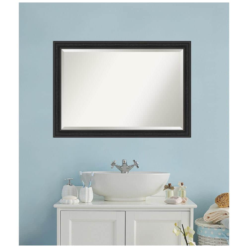 Shipwreck Black 40" x 28" Distressed Vanity Wall Mirror