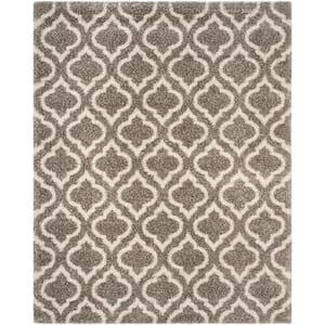 Hudson Shag Gray/Ivory 9 ft. x 12 ft. Geometric Multi-Trellis Area Rug