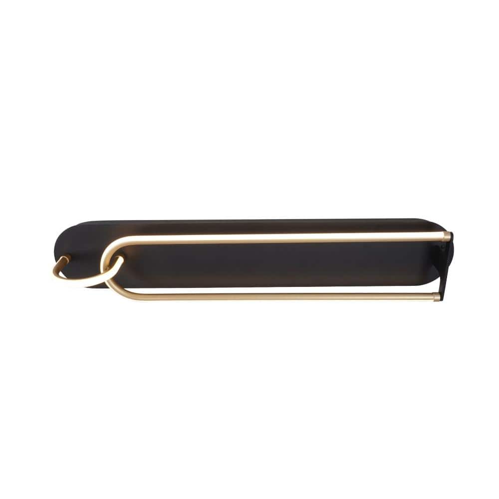 Modern 30 in. Integrated LED Wall Sconce, Black & Gold Geometric Wall Light with Silicone Shade for Bedroom, Living Room