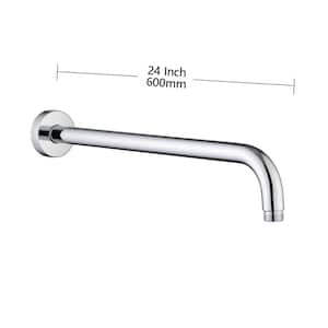 24 in. 600 mm Round Wall Mount Shower Arm and Flange, Chrome