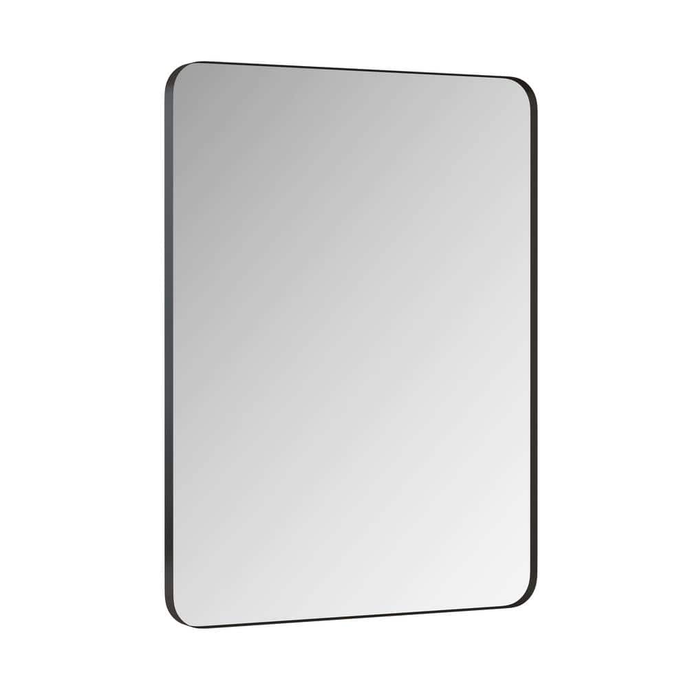 30 in. W x 40 in. H Rectangular Framed Wall Bathroom Vanity Mirror in Black