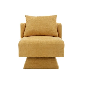 Modern Yellow Chenille Upholstered Comfy Swivel Accent Sofa Chair
